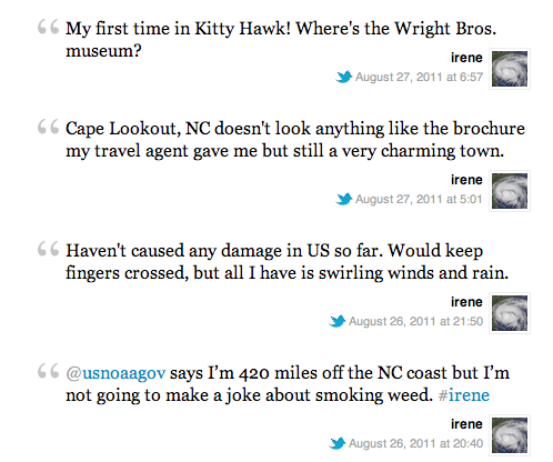 hurricane irene twitter