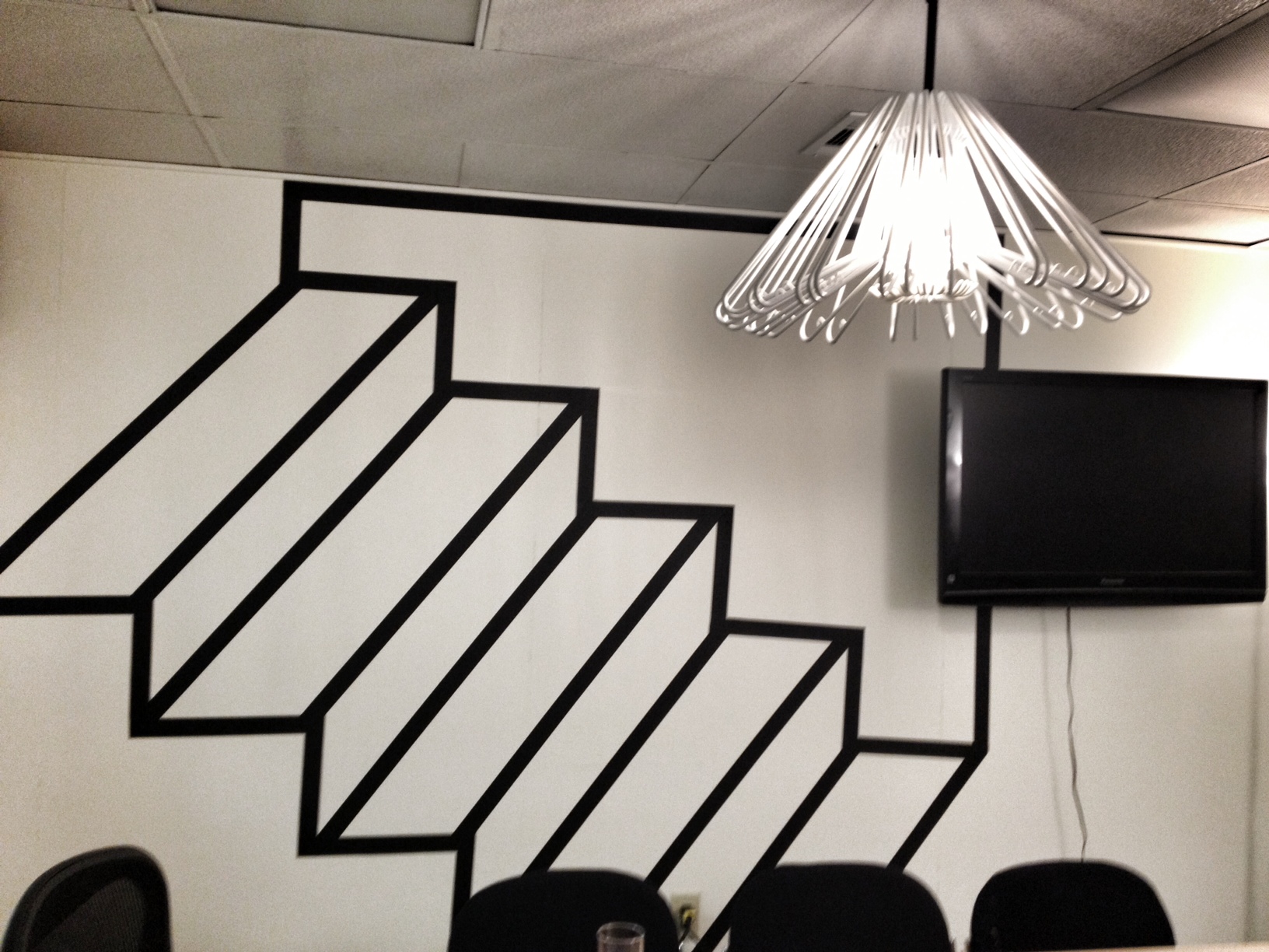 Tape art and plastic hanger light