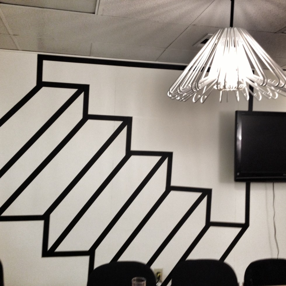 Tape art and plastic hanger light